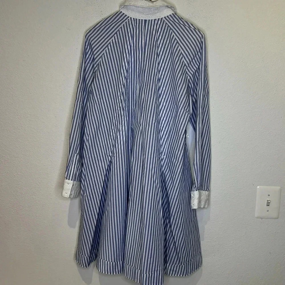 HOPE and HARLOW Blue White Striped Swingy Shirt Dress size 8 - Picture 3 of 7